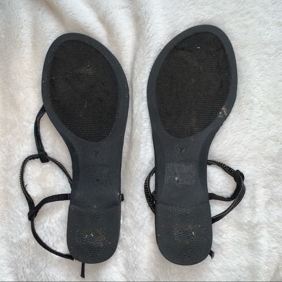 Black Strappy Rhinestone Sandals - Picture 2 of 4